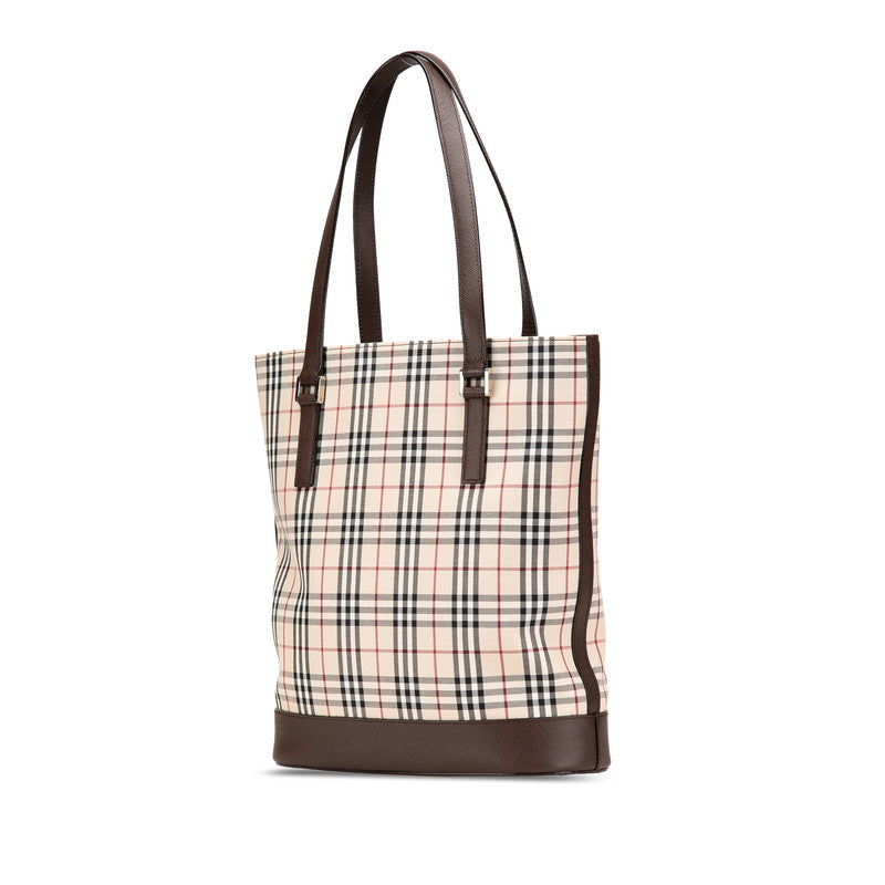 Burberry Nova Check Canvas Leather Tote Bag
