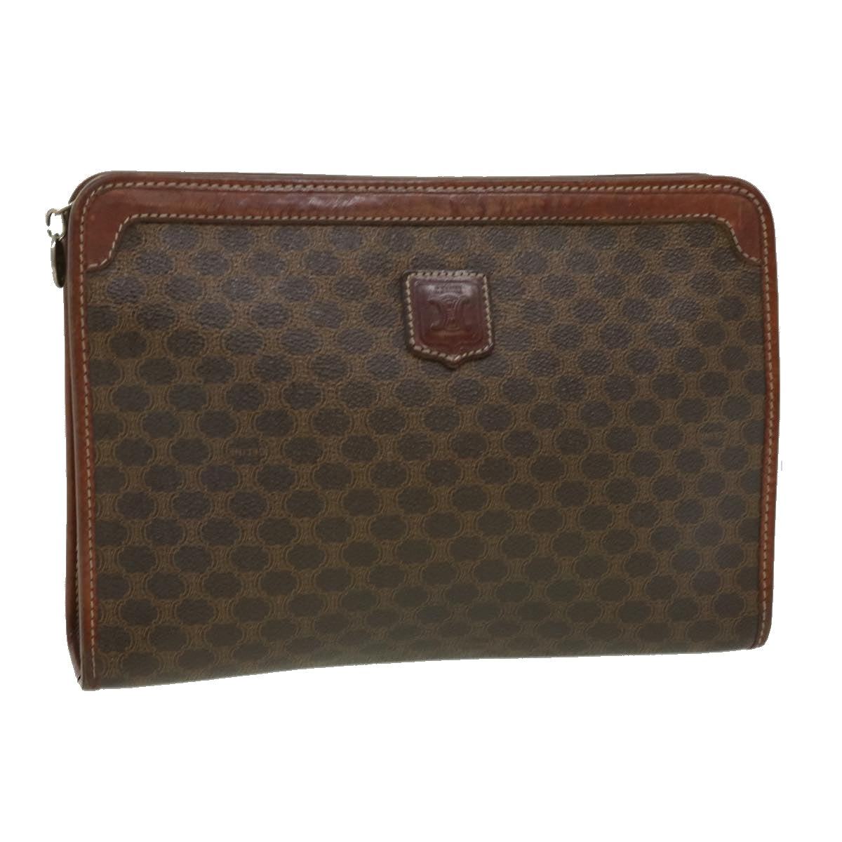 Luxury CELINE Macadam Canvas Clutch Bag PVC Leather Brown im378