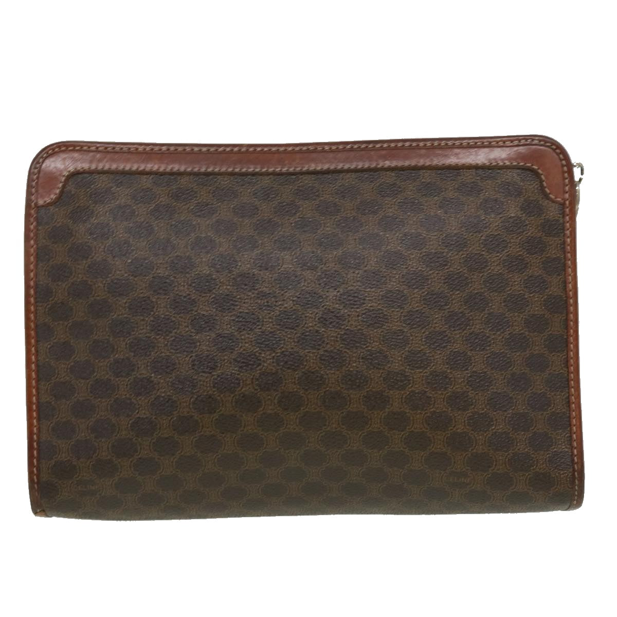 Luxury CELINE Macadam Canvas Clutch Bag PVC Leather Brown im378