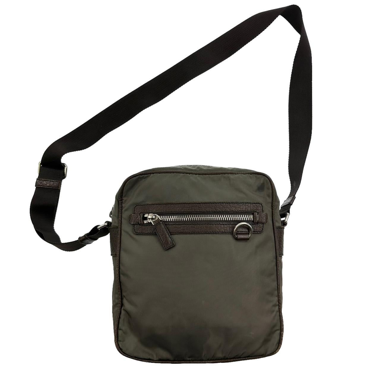 Prada nylon and leather cross body bag