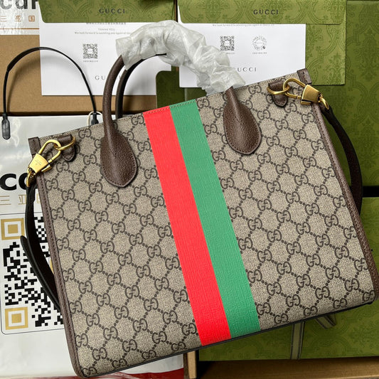 Gucci Monogram Leather Canvas Tote
