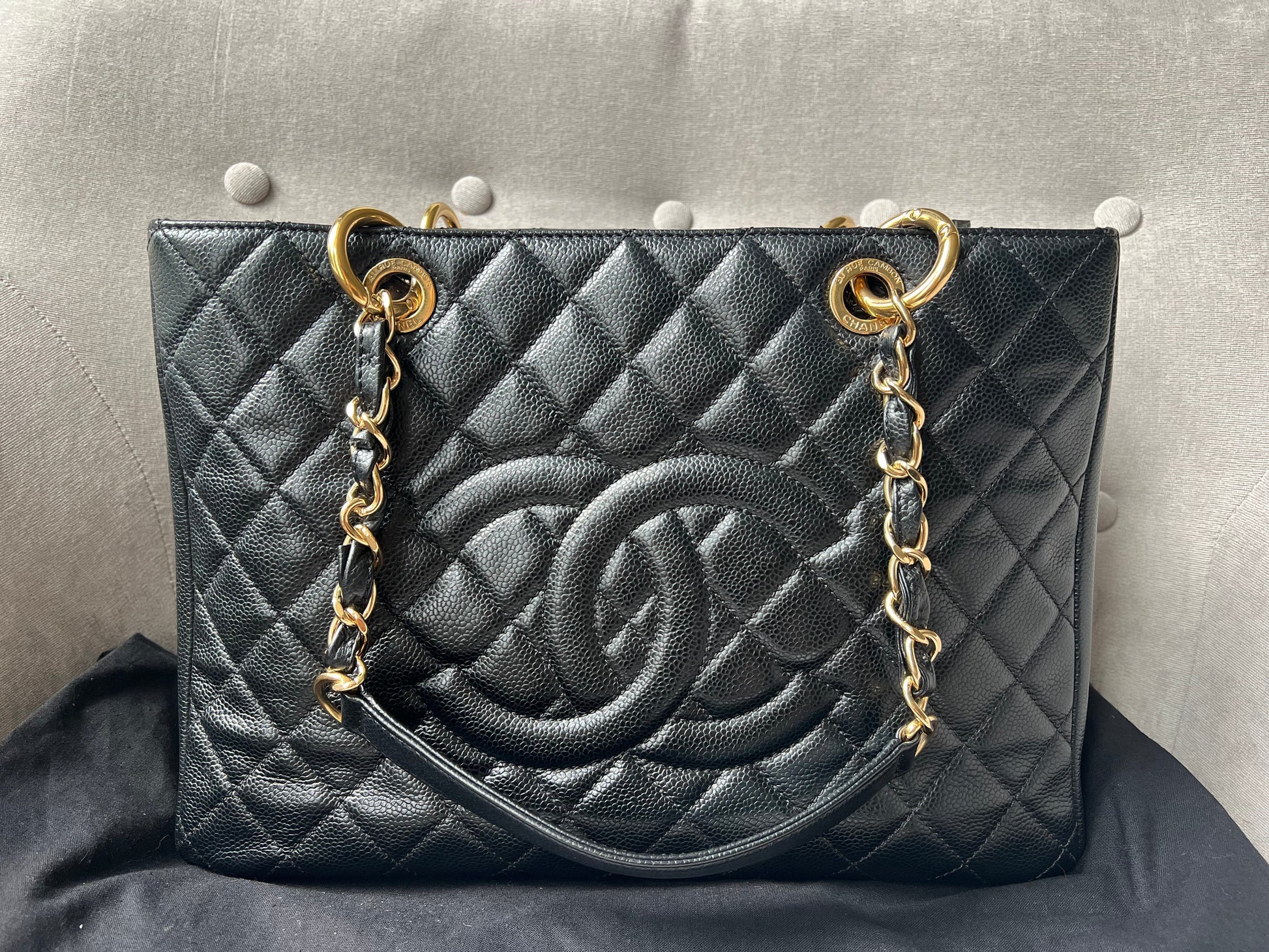 Chanel Black Caviar Grand Shopper Tote Gold Hardware