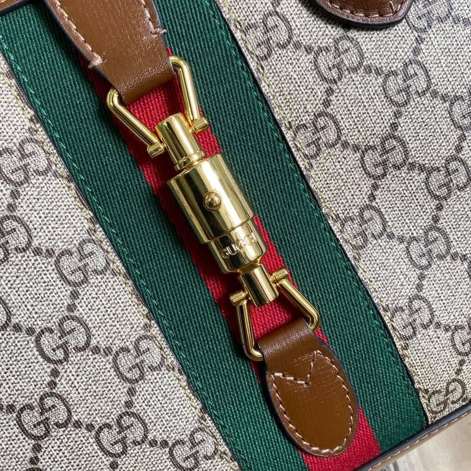Gucci Jackie Leather Canvas Tote Style 2