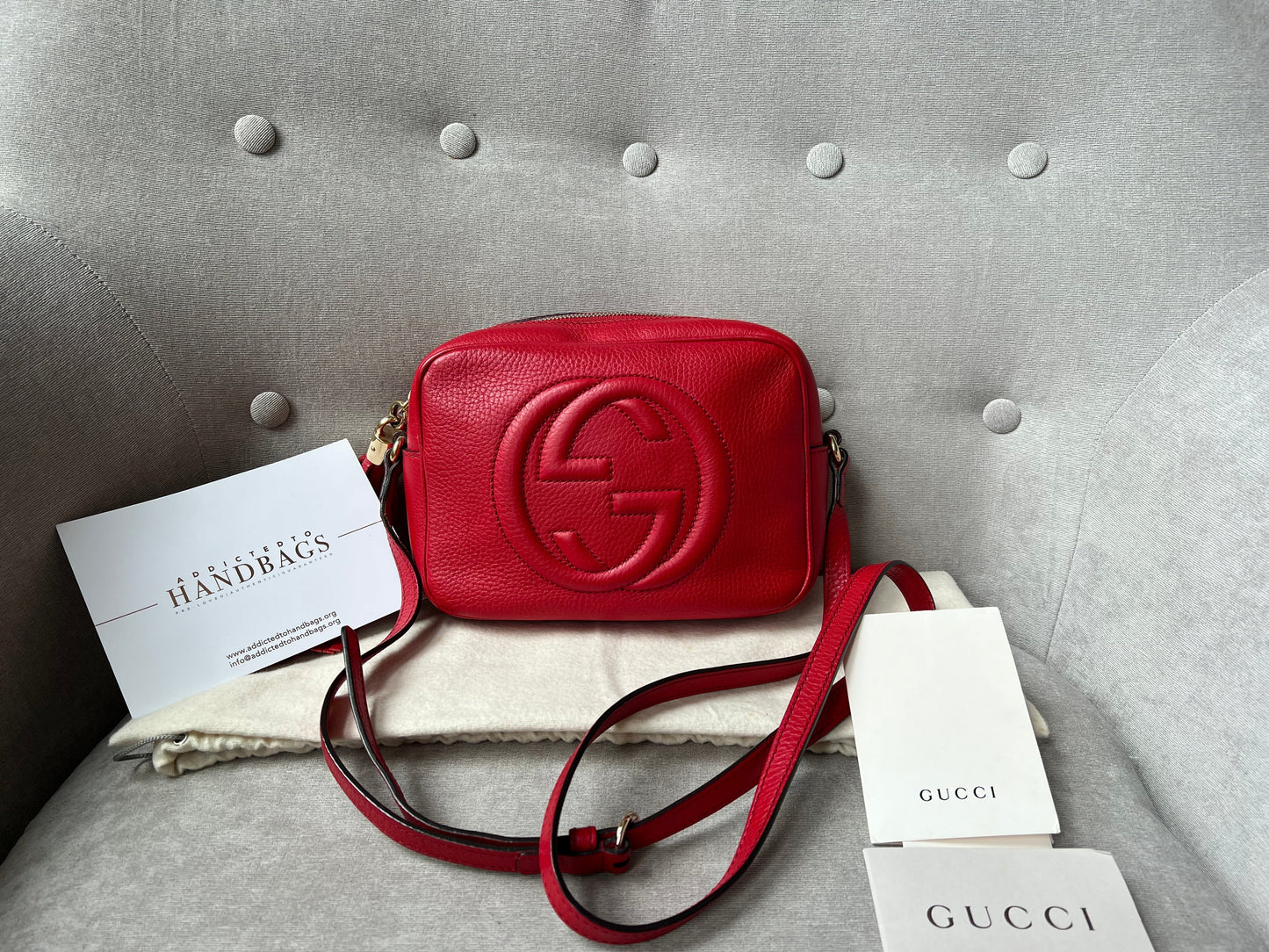 Gucci Soho Red Leather Shoulder Bag Style 7