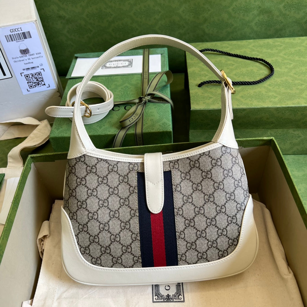 Gucci Jackie Leather Canvas Shoulder Bag Style 34