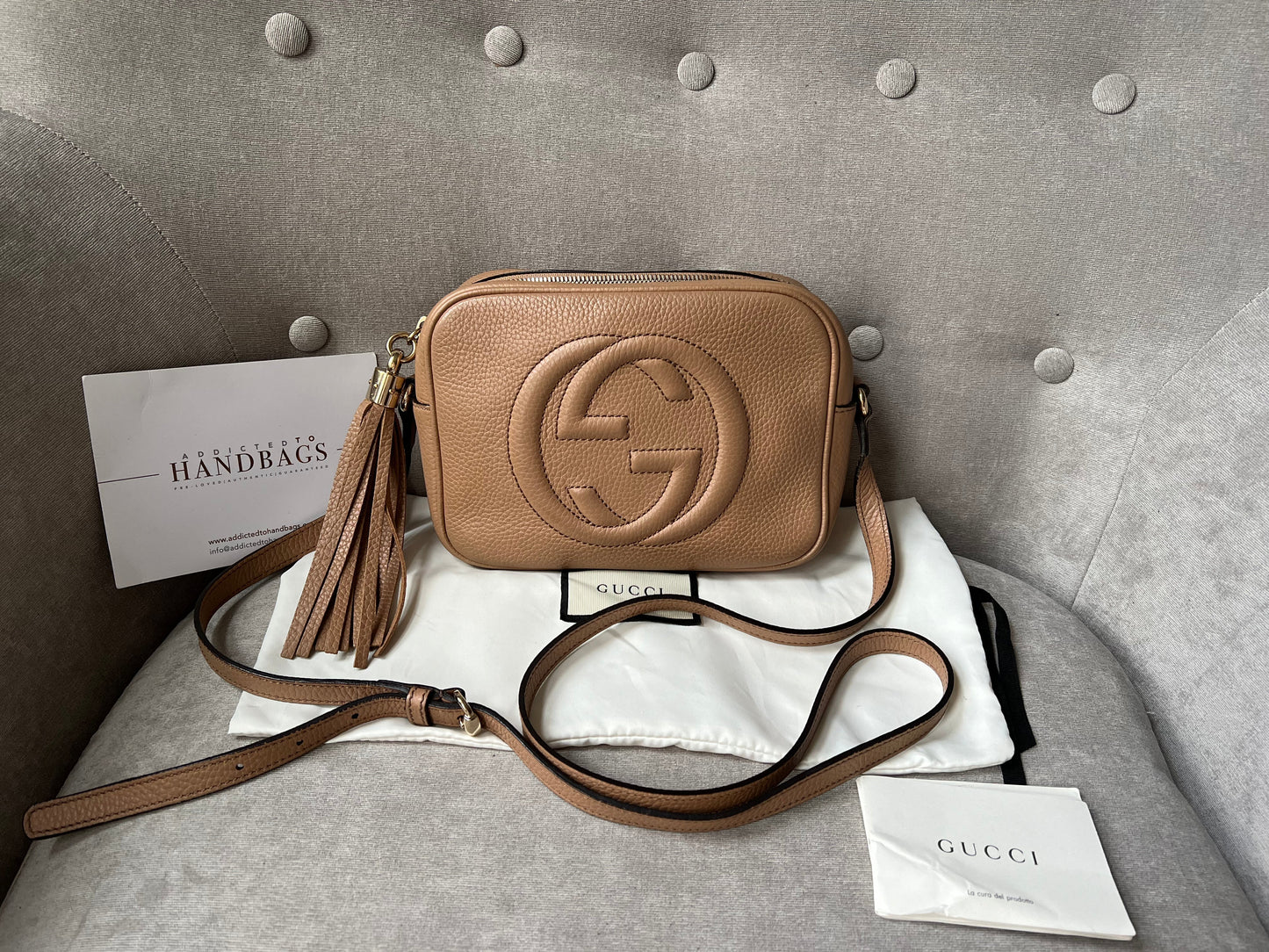 Gucci Soho Beige Leather Shoulder Bag Style 4