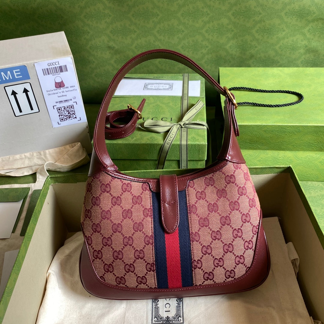 Gucci Jackie Leather Canvas Shoulder Bag Style 35