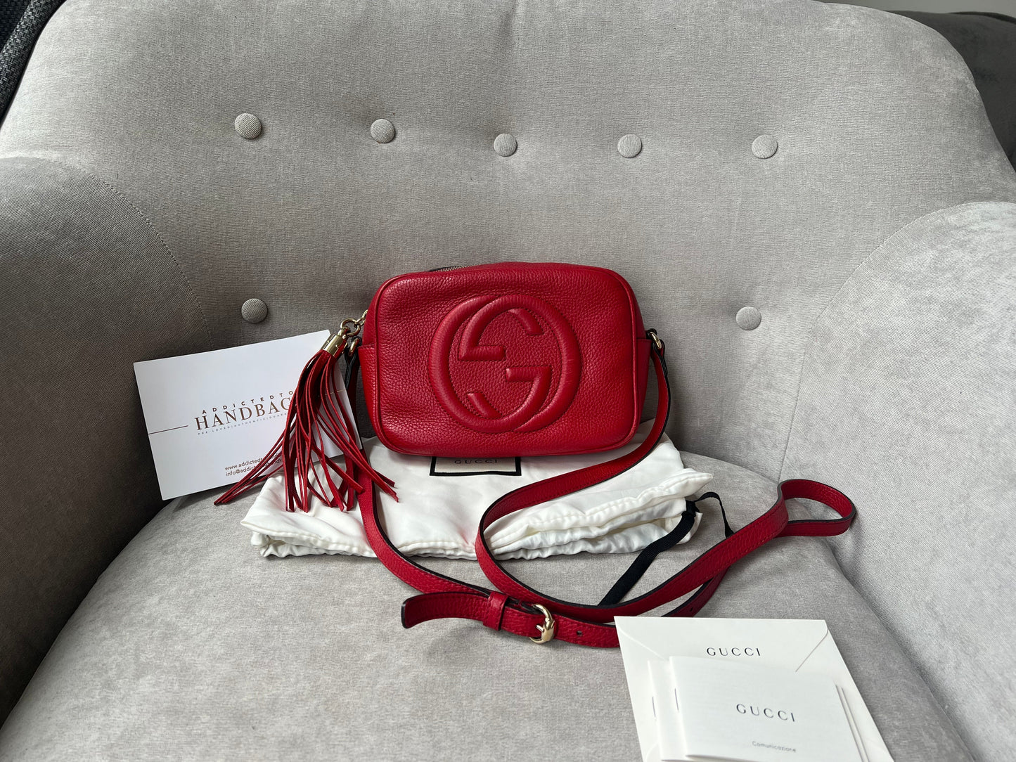 Gucci Soho Red Leather Shoulder Bag Style 6
