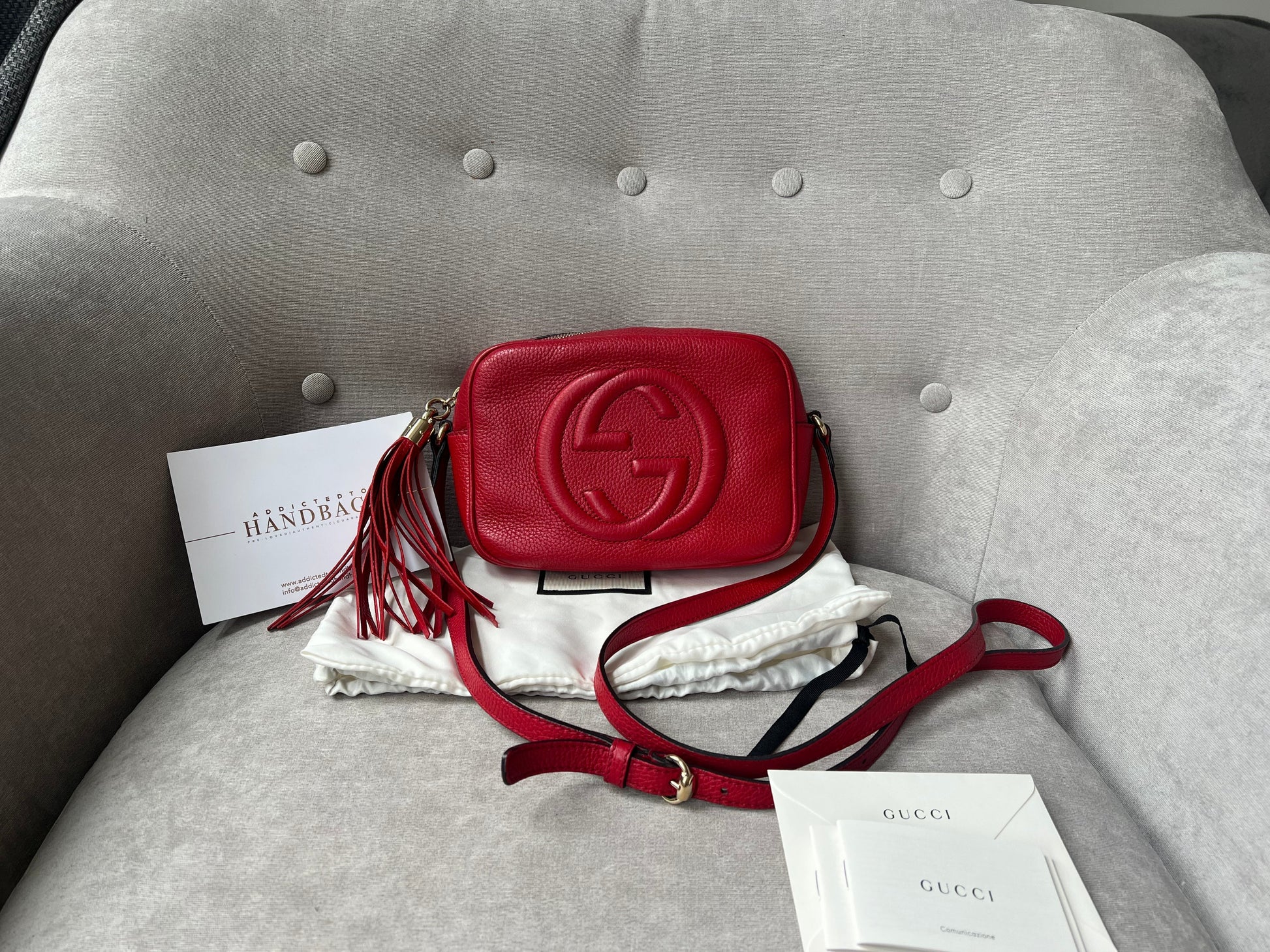 Gucci Soho Red Leather Shoulder Bag Style 6