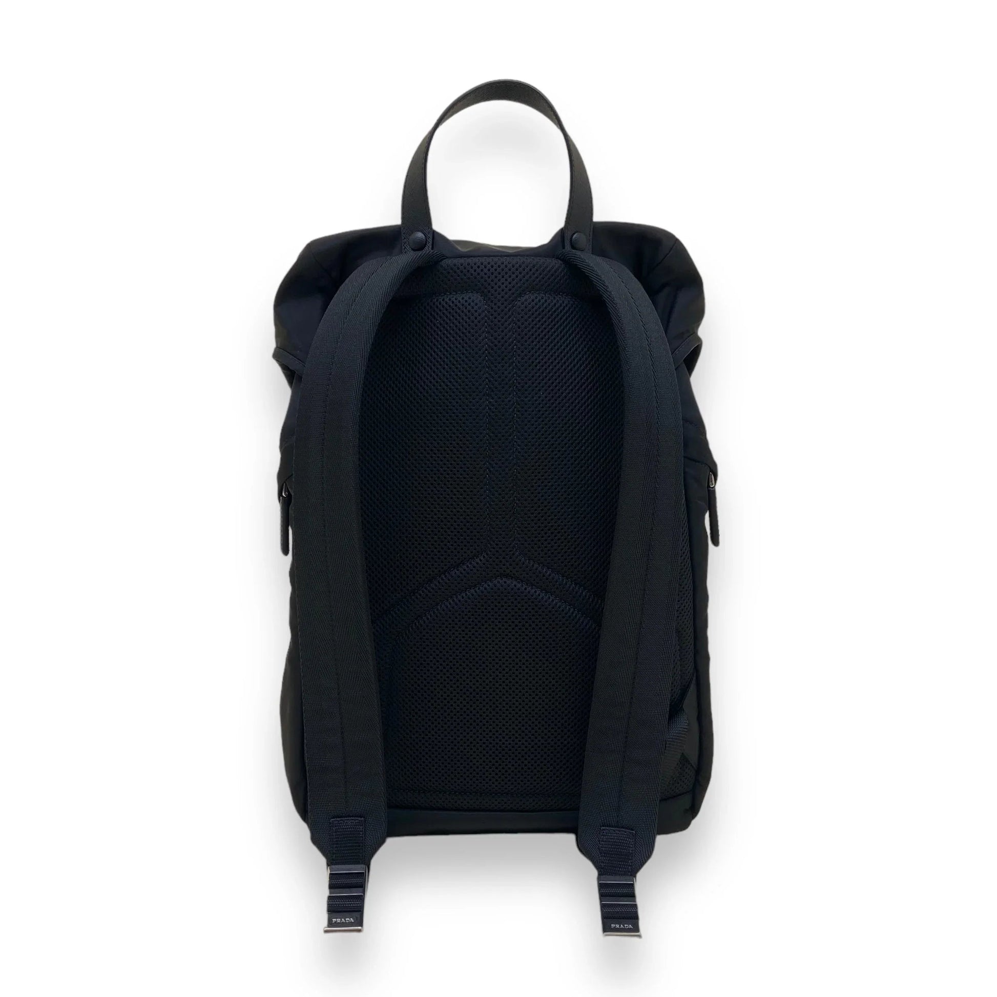 PRADA RE-NYLON AND SAFFIANO LEATHER BACKPACK BLACK