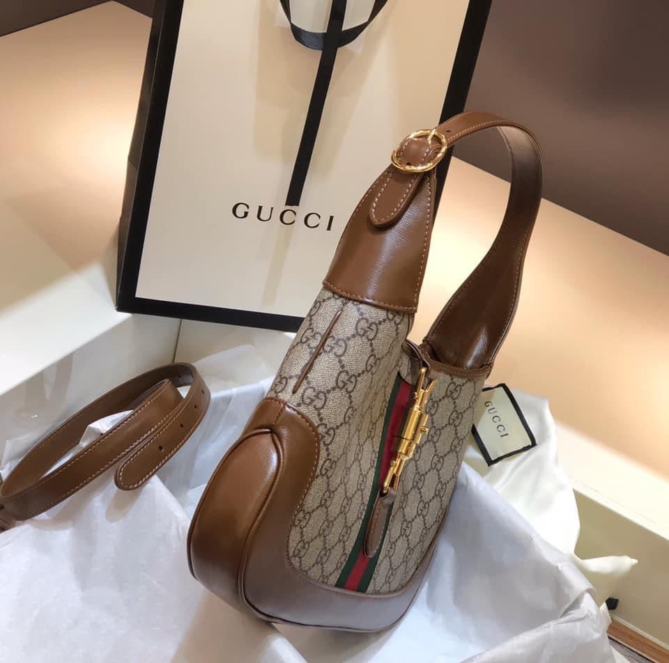 Gucci Jackie Leather Canvas Shoulder Bag Style 2