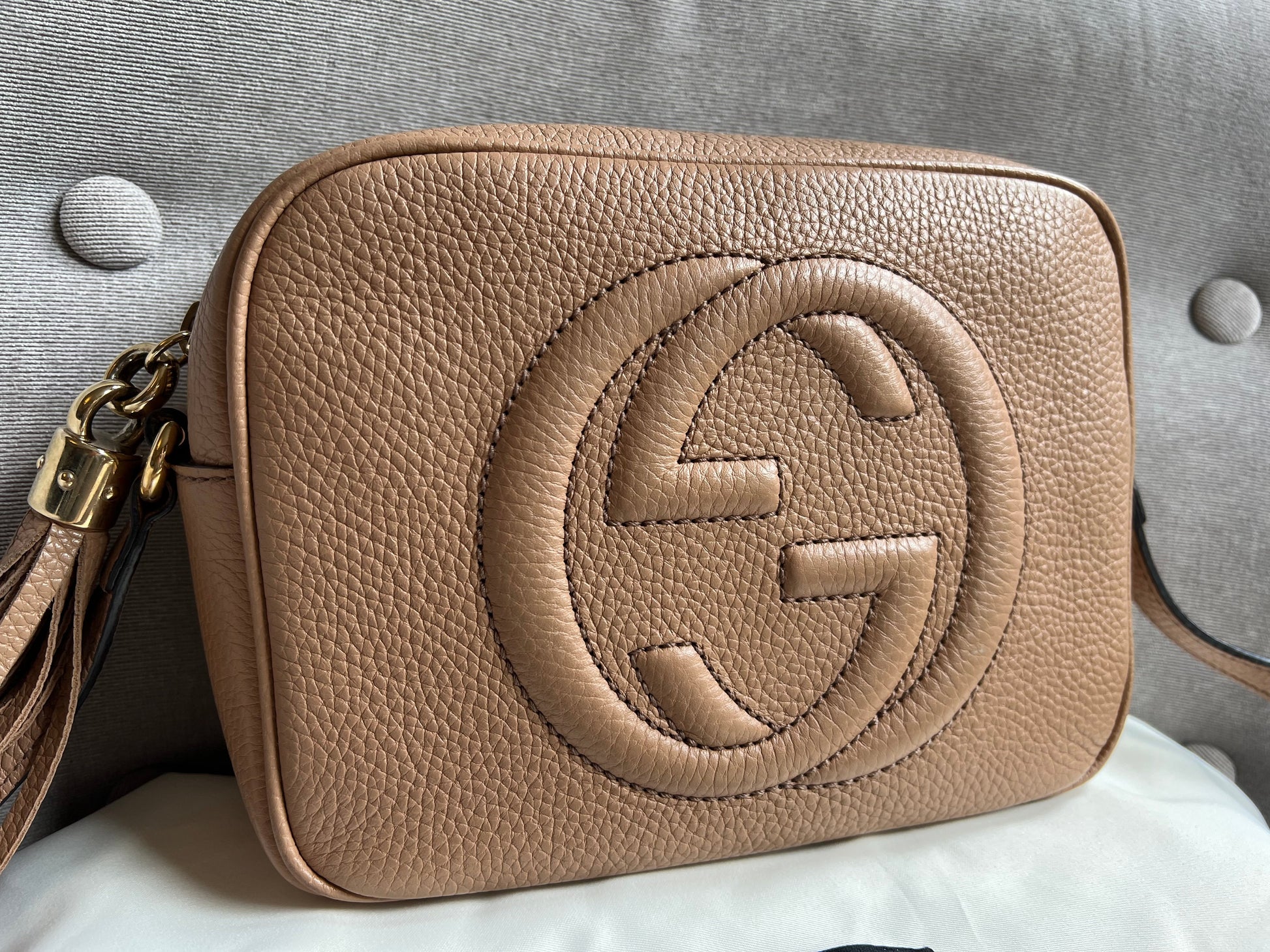 Gucci Soho Beige Leather Shoulder Bag Style 7