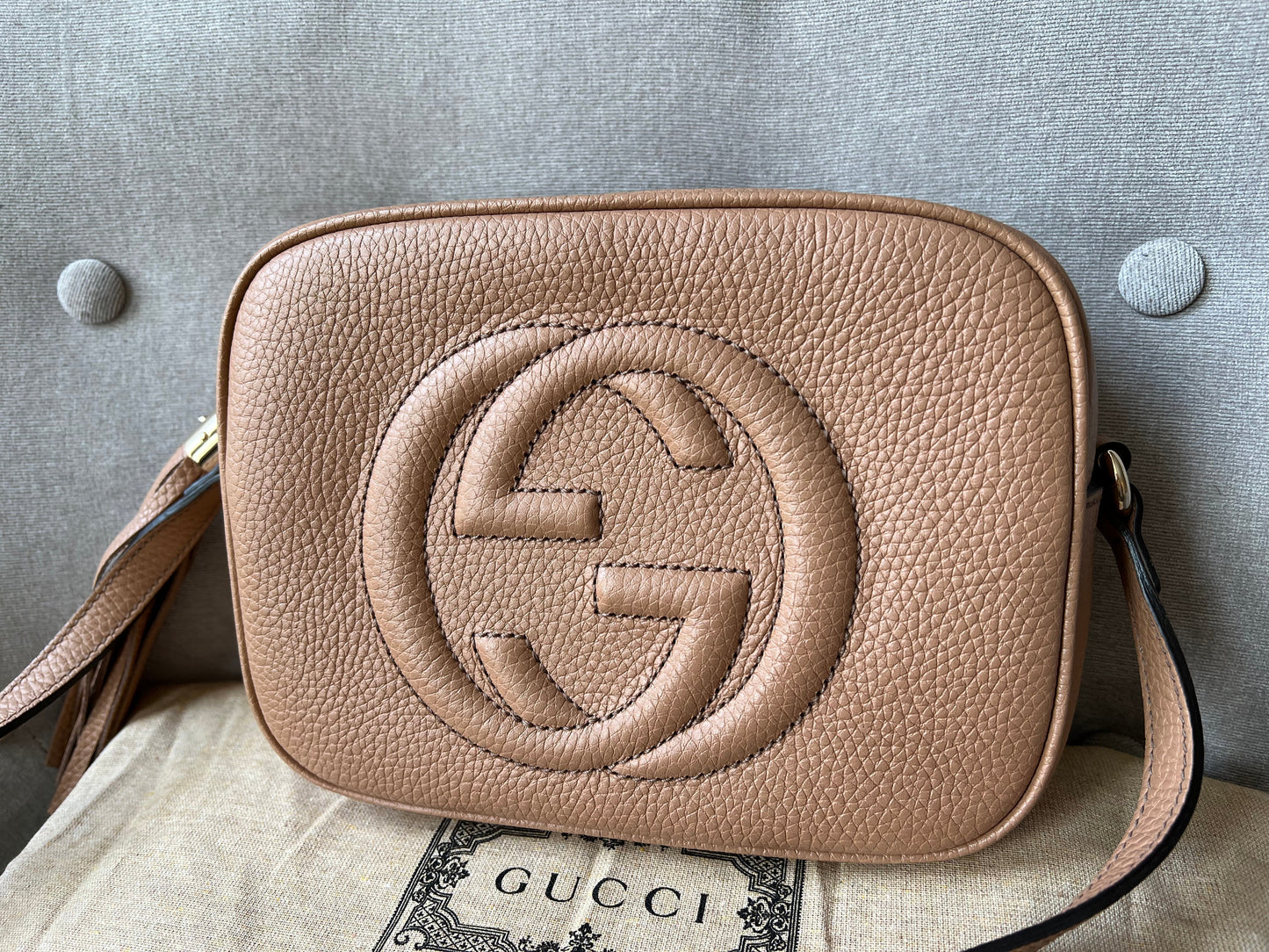 Gucci Soho Beige Leather Shoulder Bag Style 3