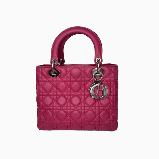 Lady Dior Bag Medium Hot Pink Fuchsia Cannage Leather