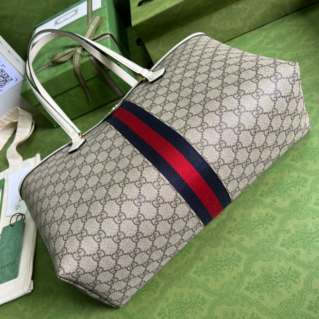 Gucci Ophidia Leather Canvas Tote Style 6