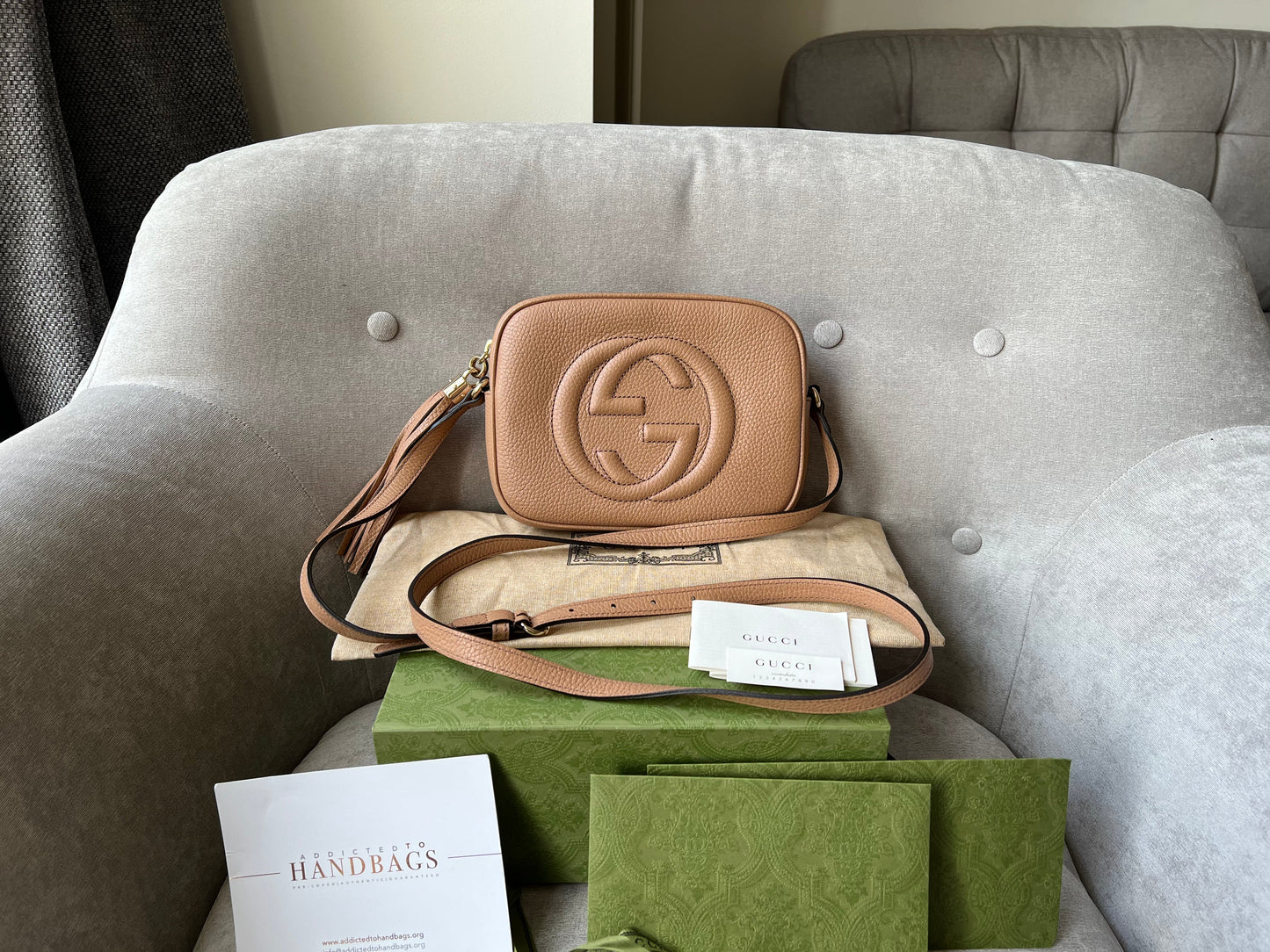 Gucci Soho Beige Leather Shoulder Bag Style 3