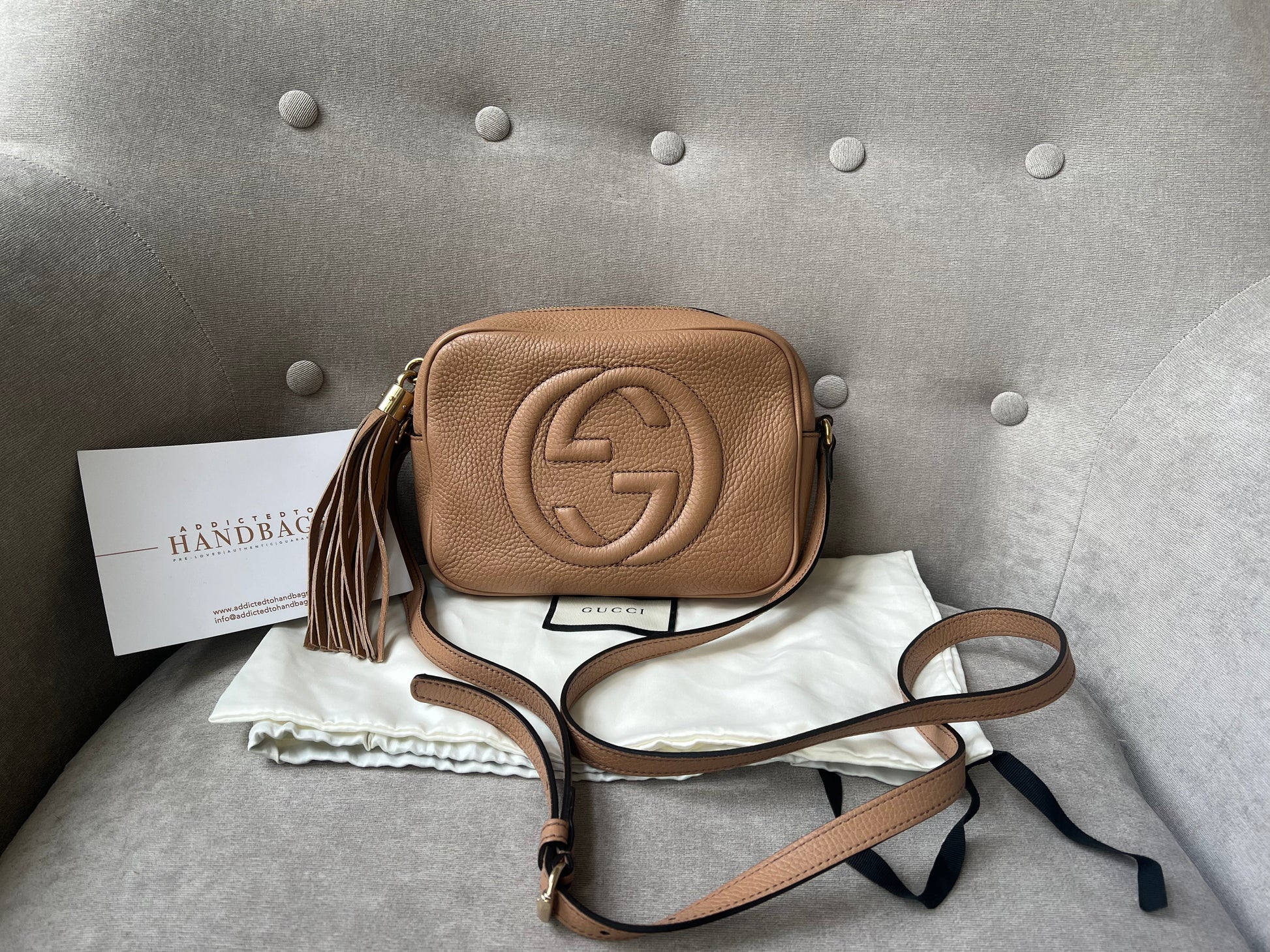 Gucci Soho Beige Leather Shoulder Bag Style 6