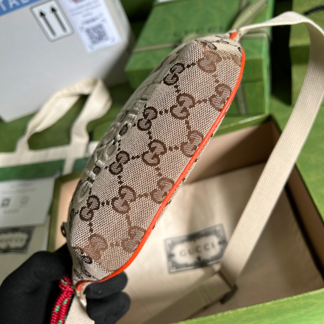 Gucci Nylon Leather Canvas Handbag