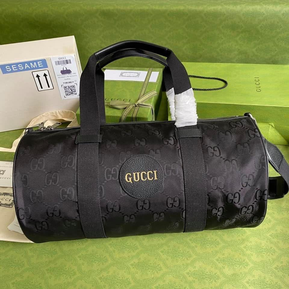 Gucci Monogram Nylon Leather Top Handle Crossbody