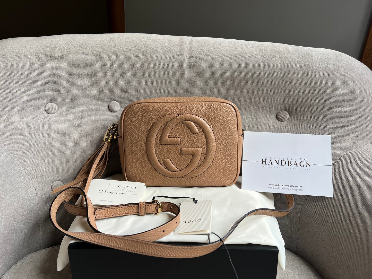 Gucci Soho Beige Leather Shoulder Bag Style 7
