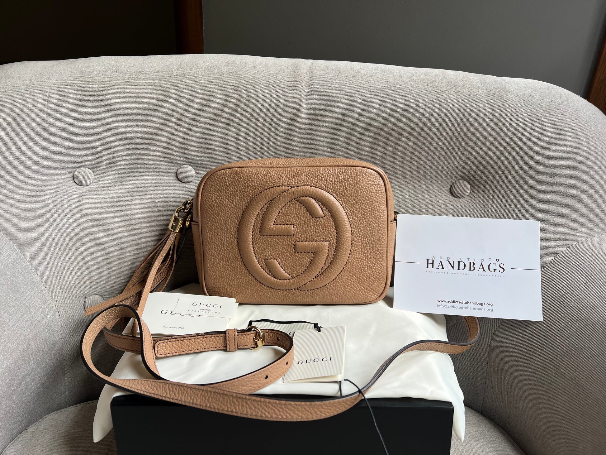 Gucci Soho Beige Leather Shoulder Bag Style 7