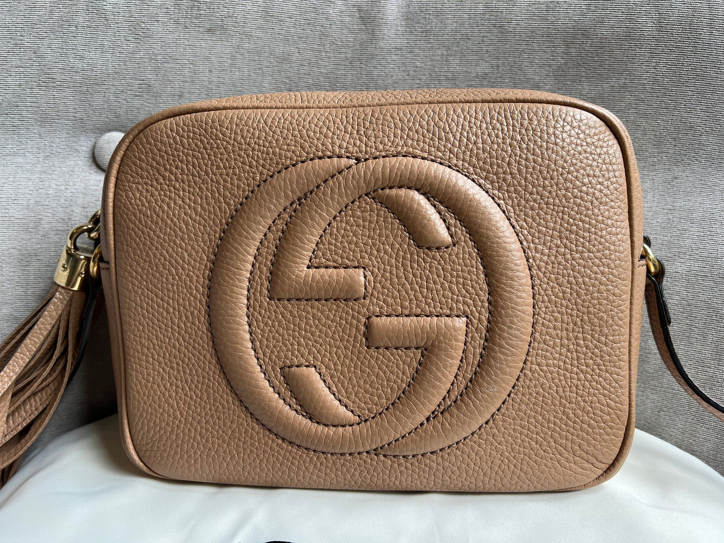 Gucci Soho Beige Leather Shoulder Bag Style 7