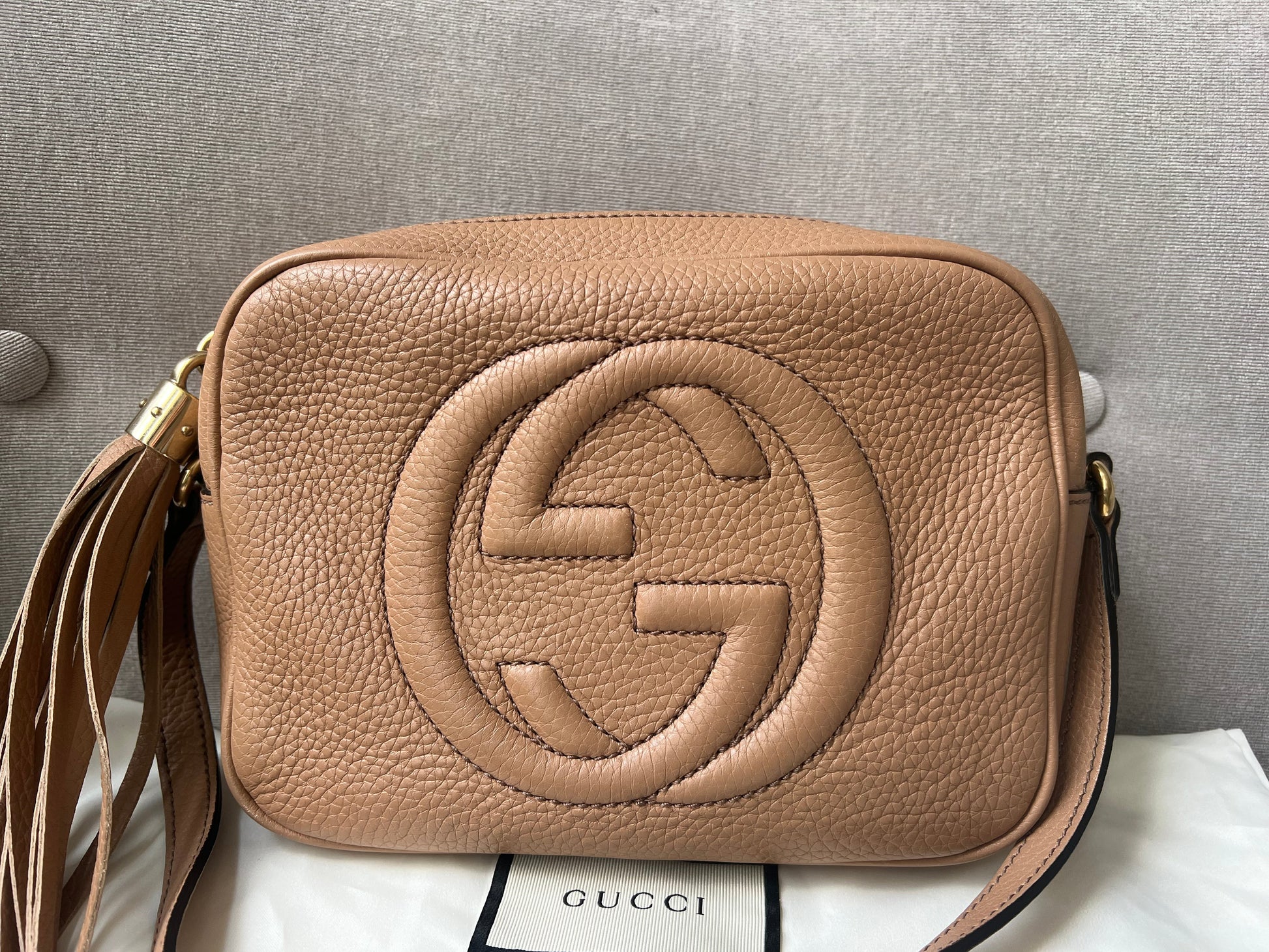 Gucci Soho Beige Leather Shoulder Bag Style 6