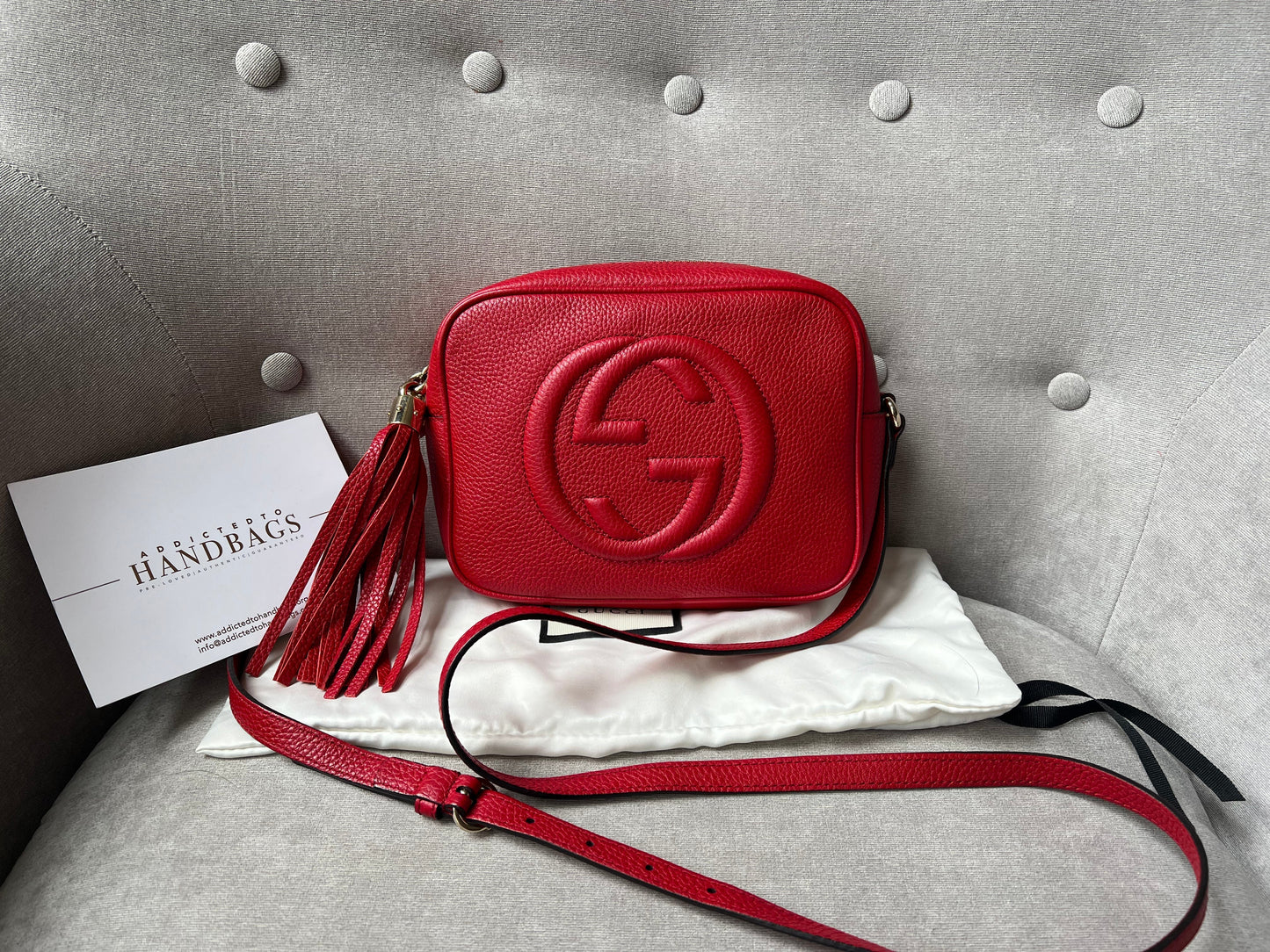 Gucci Soho Red Leather Shoulder Bag Style 8