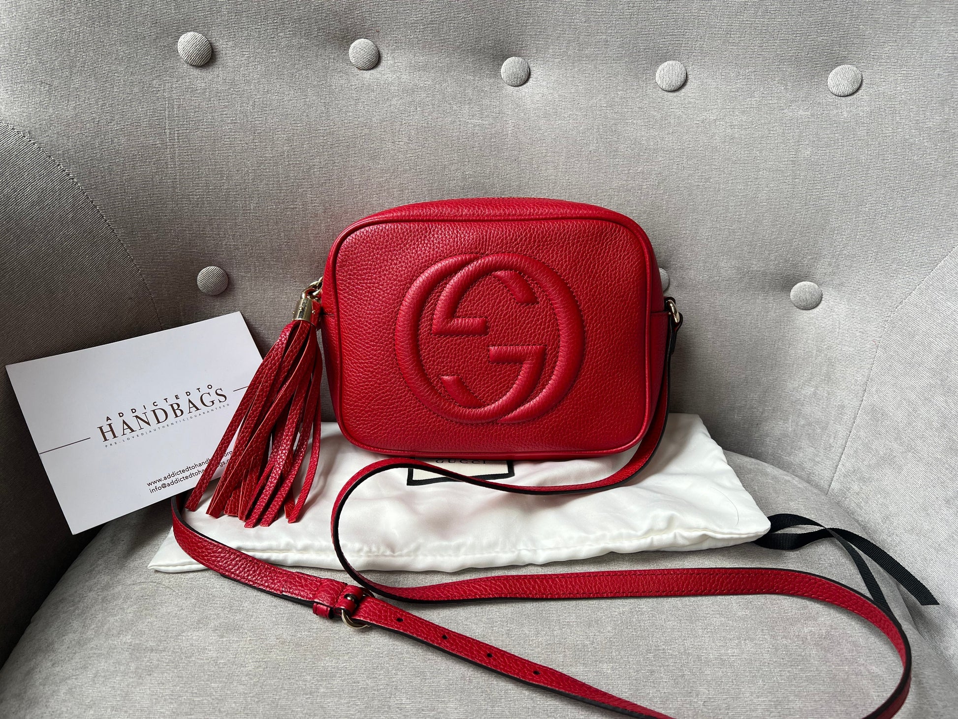 Gucci Soho Red Leather Shoulder Bag Style 8