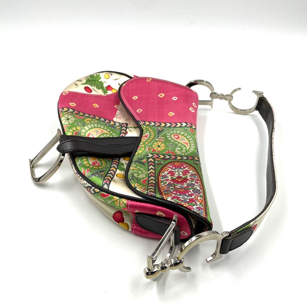 Super rare Dior Saddle Medium multicolor silk handbag