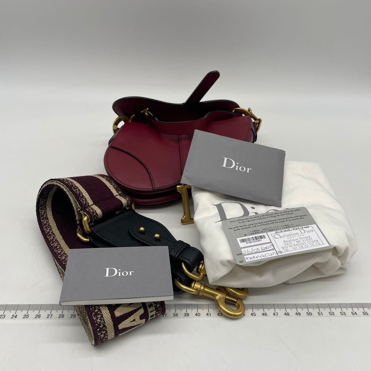 Dior Saddle bag red grain leather mini size with strap