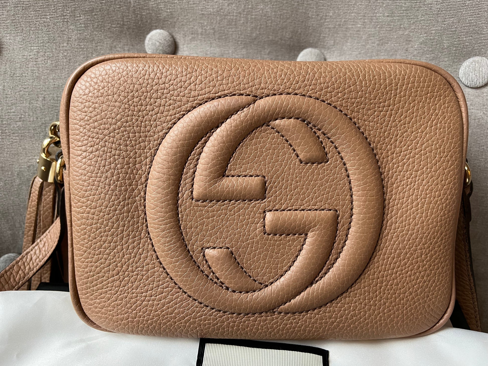 Gucci Soho Beige Leather Shoulder Bag Style 1