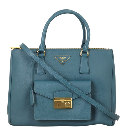 Prada Saffiano Lux Galleria Double Zip Pocket Tote Medium