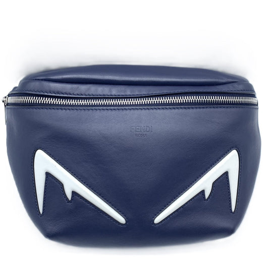Fendi Bugs Eye Leather Waist Bag Navy