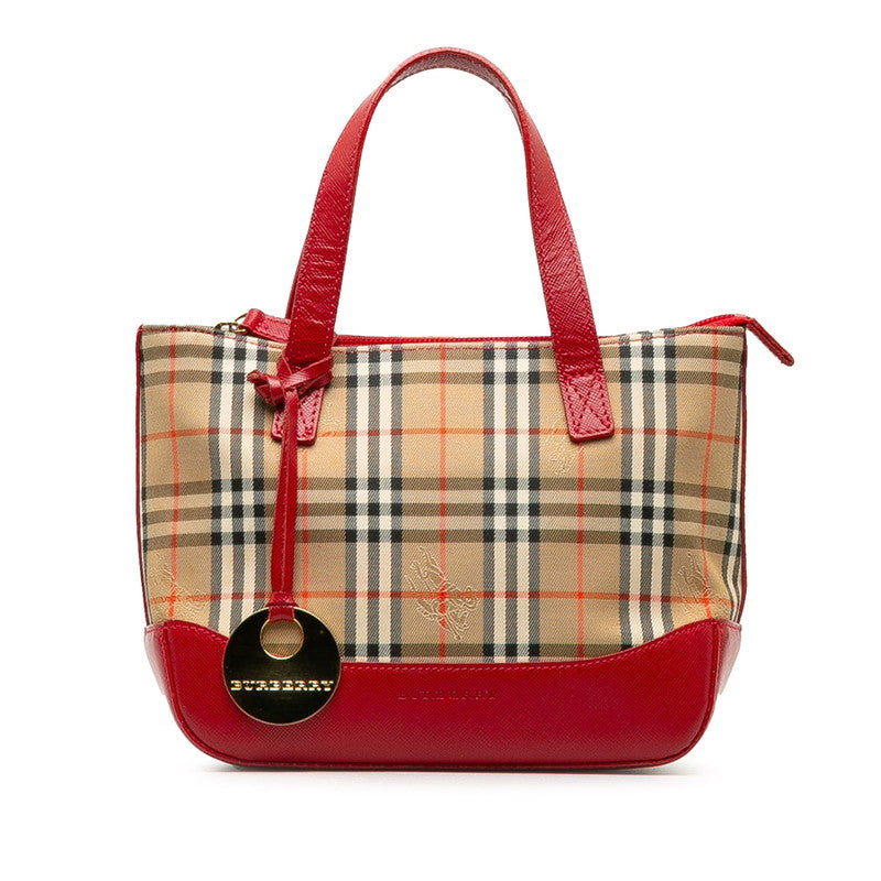 Burberry Nova Check Shadow Horse Canvas Leather Handbag
