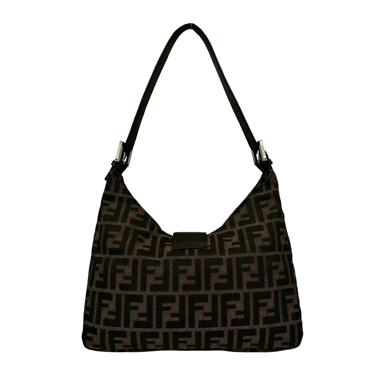 Fendi Zucca Canvas Leather Shoulder Bag