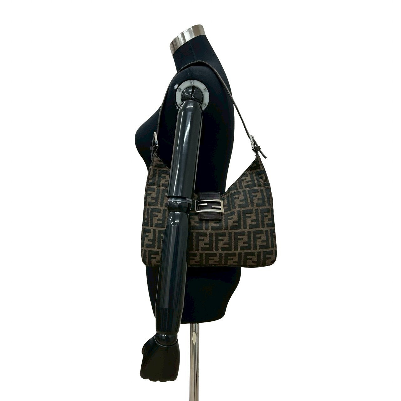 Fendi Zucca Canvas Leather Shoulder Bag