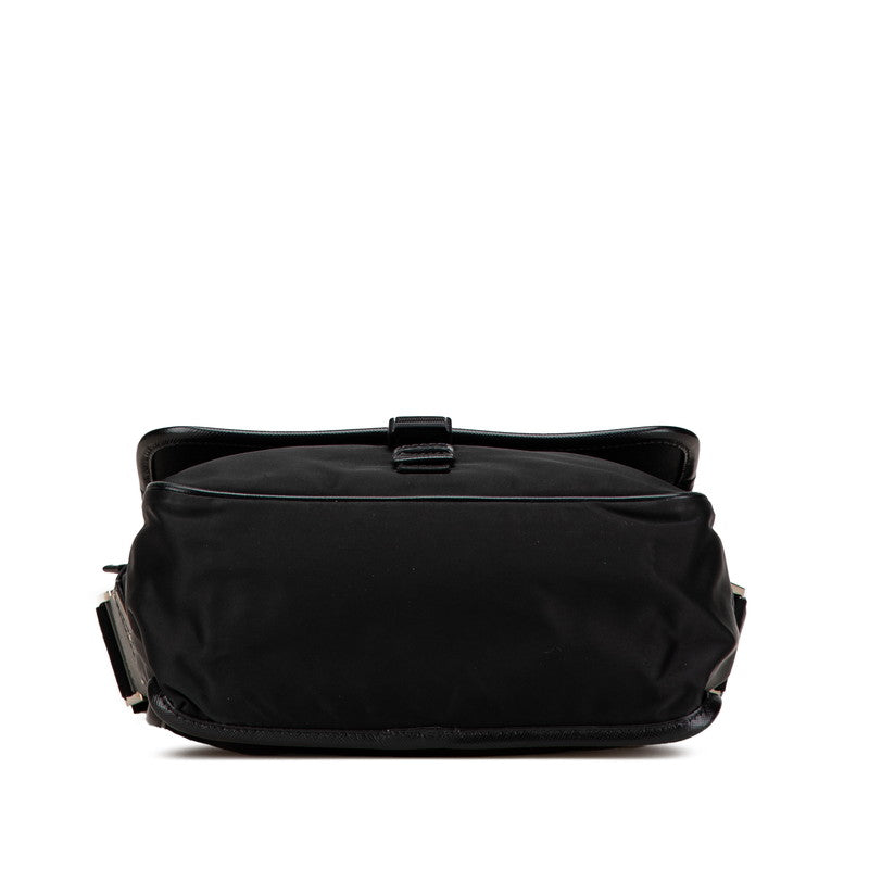 Prada Triangle Logo Plate Nylon Leather Shoulder Bag