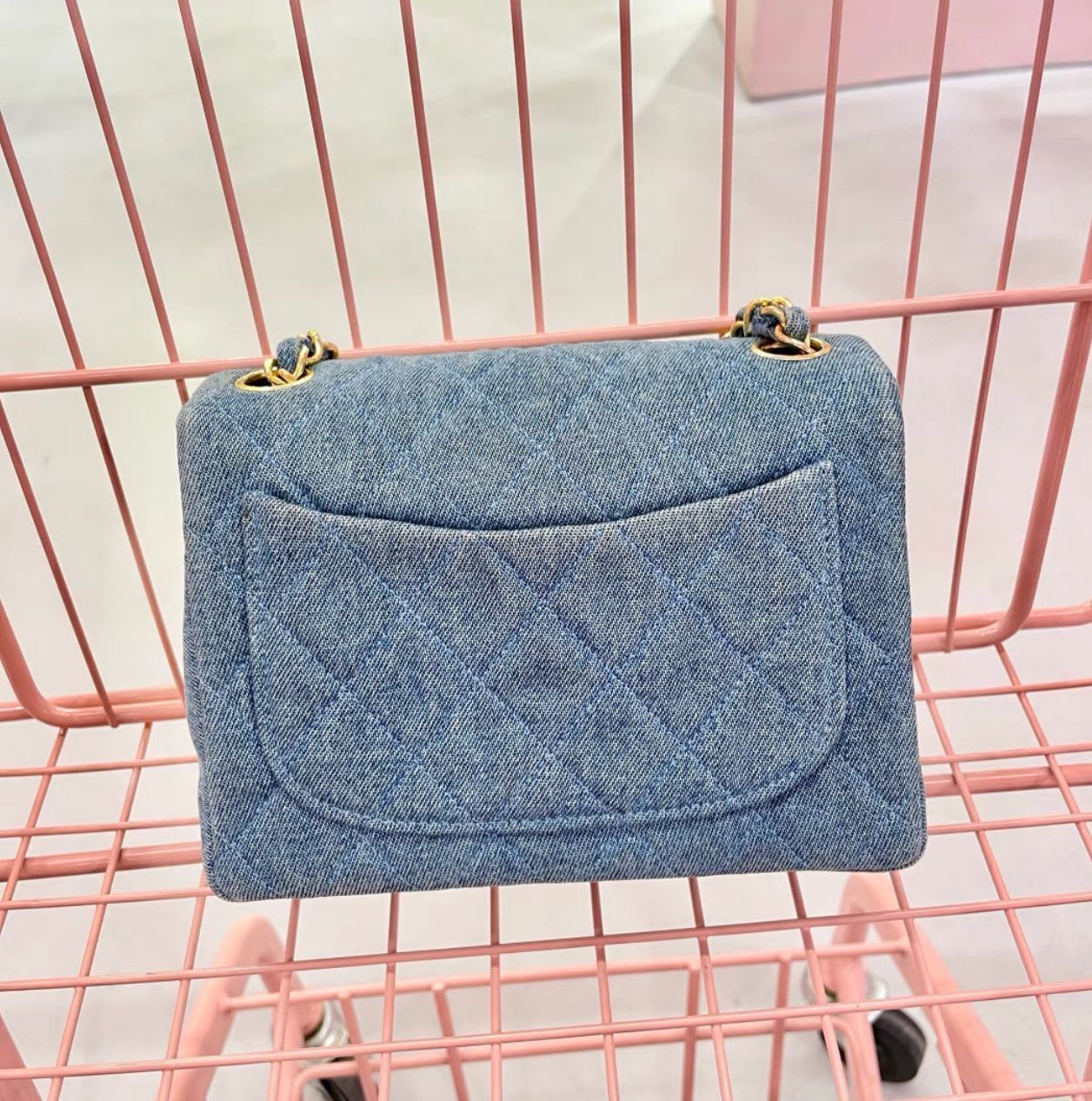 Chanel gold denim bag