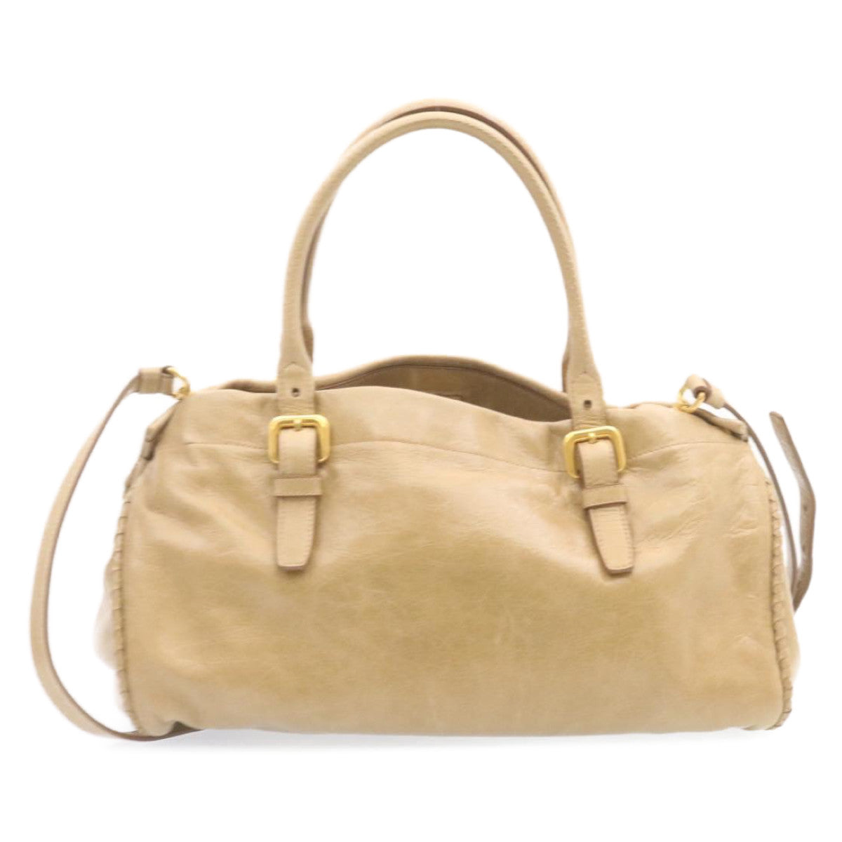Prada Hand Bag Leather 2Way Beige
