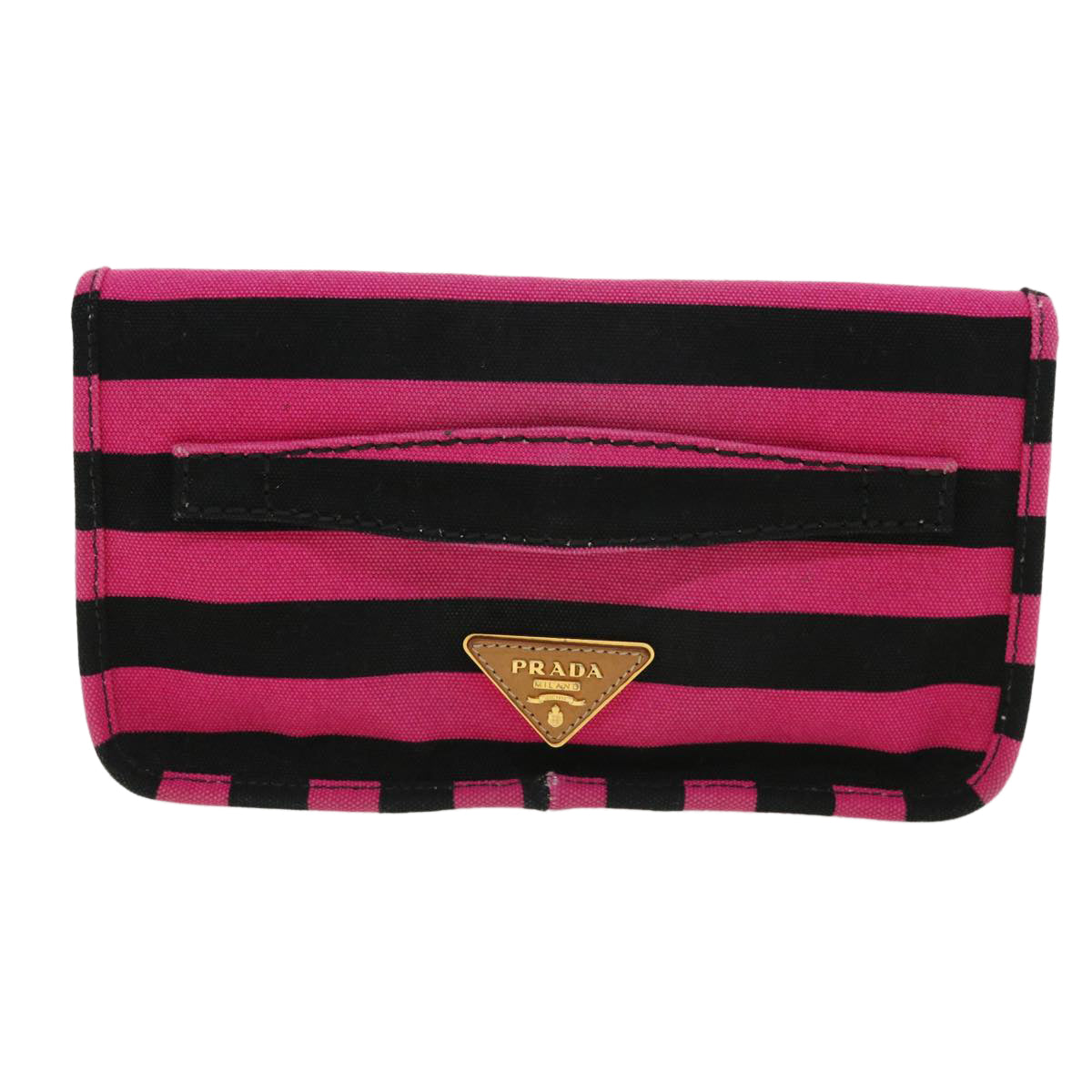 Prada Clutch Bag Canvas Black Pink