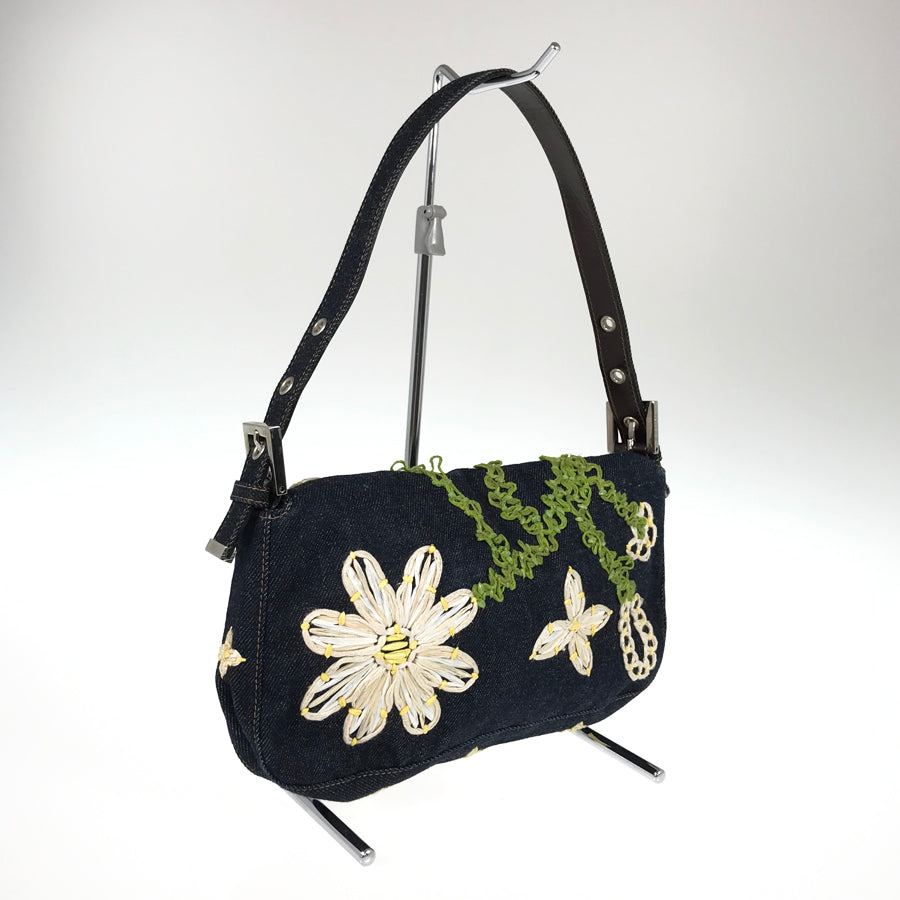 FENDI flower denim bucket bag Handbag
