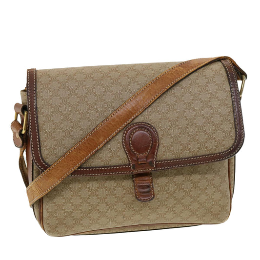 Luxury CELINE Macadam Canvas Shoulder Bag Beige ki2254