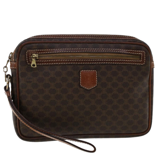 Luxury CELINE Macadam Canvas Clutch Bag PVC Leather Brown ki3150