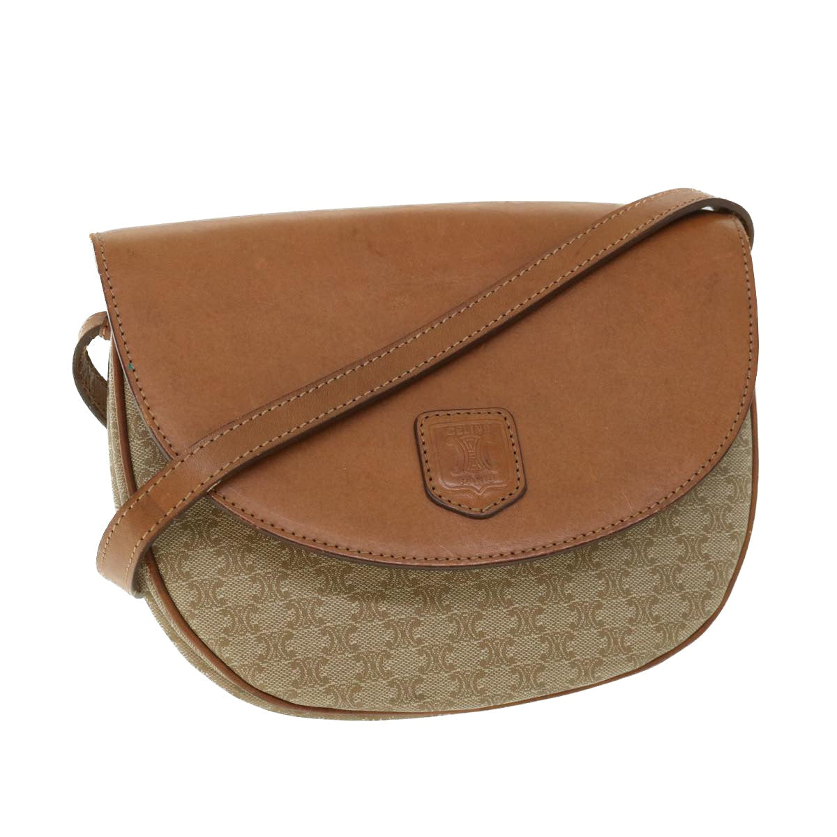 Luxury CELINE Macadam Canvas Shoulder Bag Beige ki3429