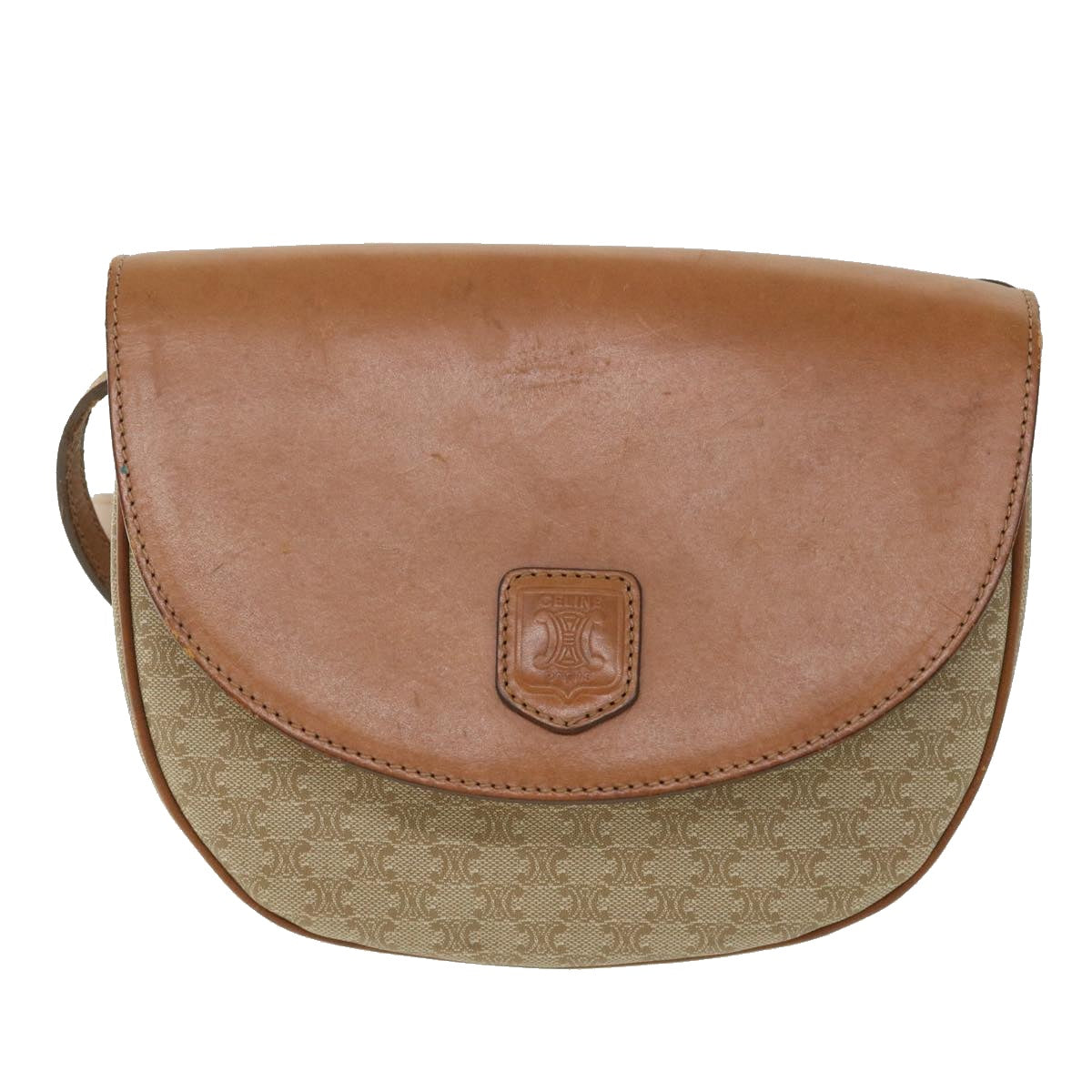 Luxury CELINE Macadam Canvas Shoulder Bag Beige ki3429