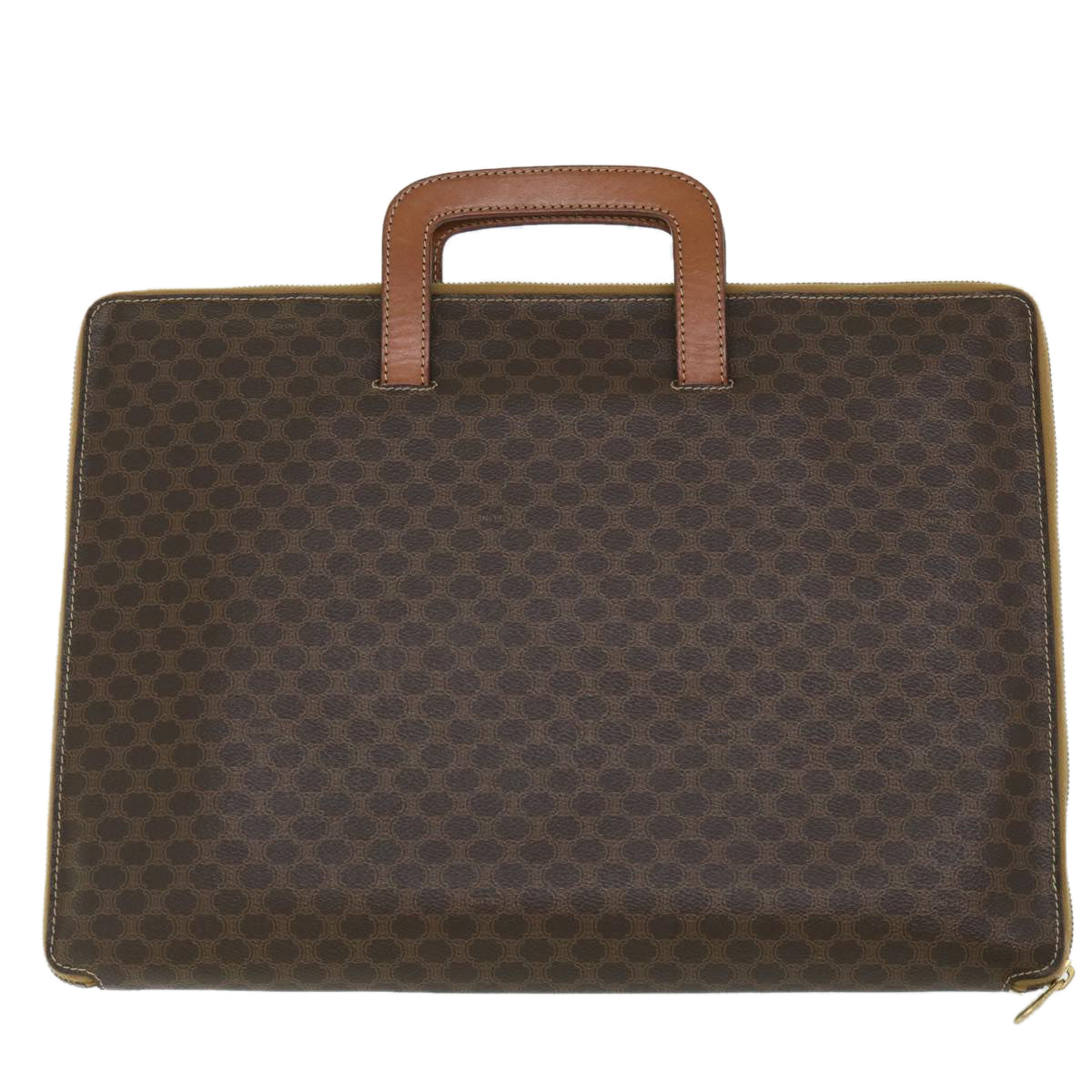 Luxury CELINE Macadam Canvas Business Bag PVC Leather Brown ki3539