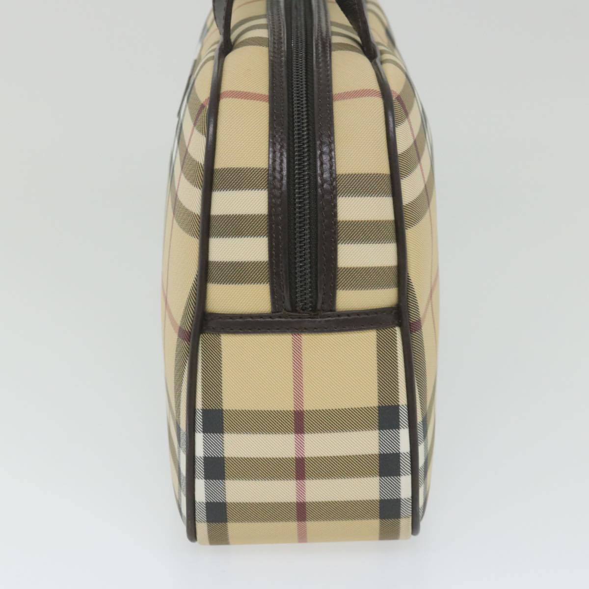 Burberry Nova Check Hand Bag PVC Leather Beige Auth ki3649