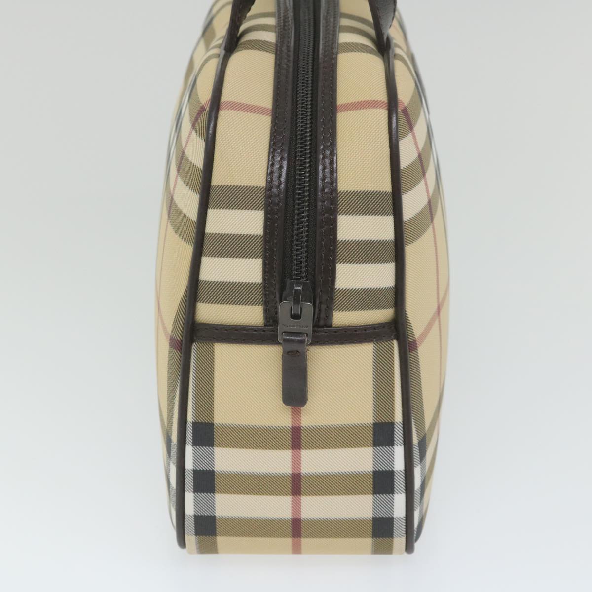 Burberry Nova Check Hand Bag PVC Leather Beige Auth ki3649