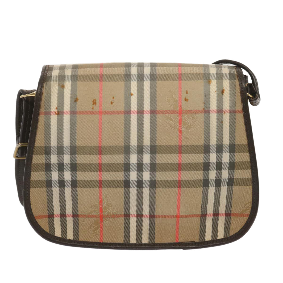 BURBERRYSs Nova Check Shoulder Bag Canvas Beige Auth ki4186